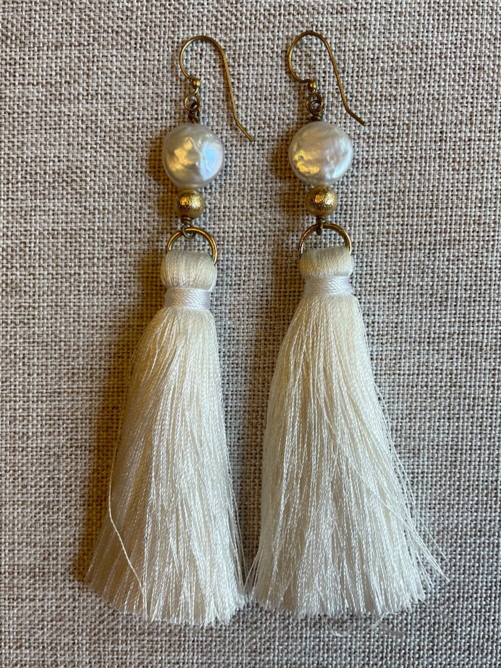White Tassel Fringe Earrings